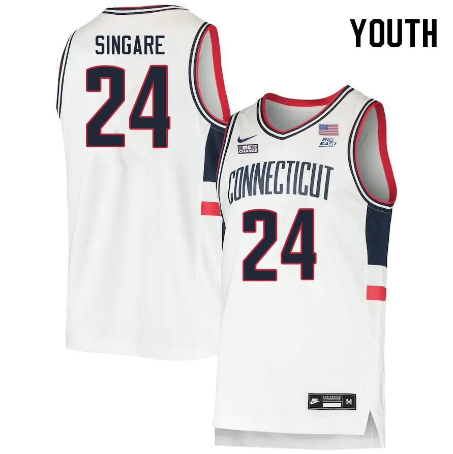 Youth #24 Youssouf Singare Uconn Huskies College 2022-23 Basketball Stitched Jerseys Stitched Sale-W